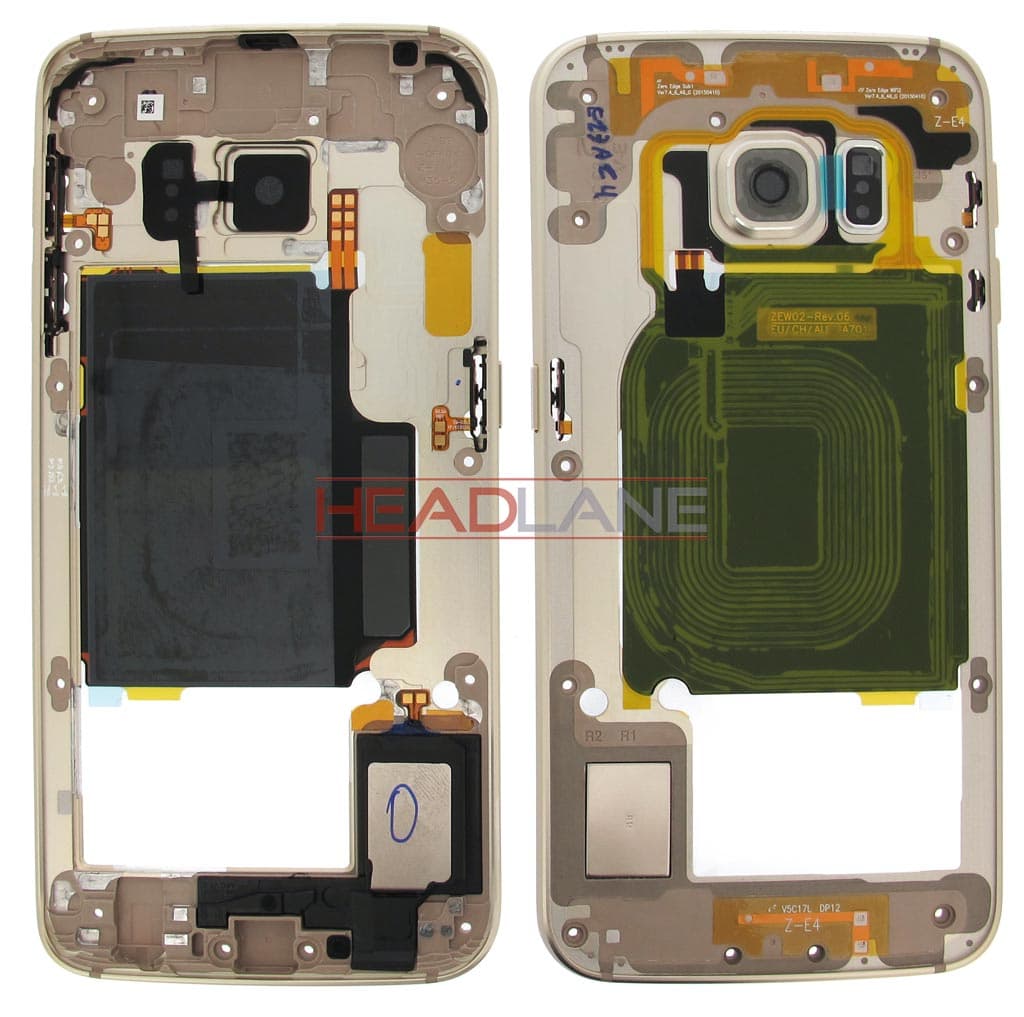Samsung SM-G925F Galaxy S6 Edge Middle Cover/Chassis - Gold - GH96-08376C - Samsung Replacement Part