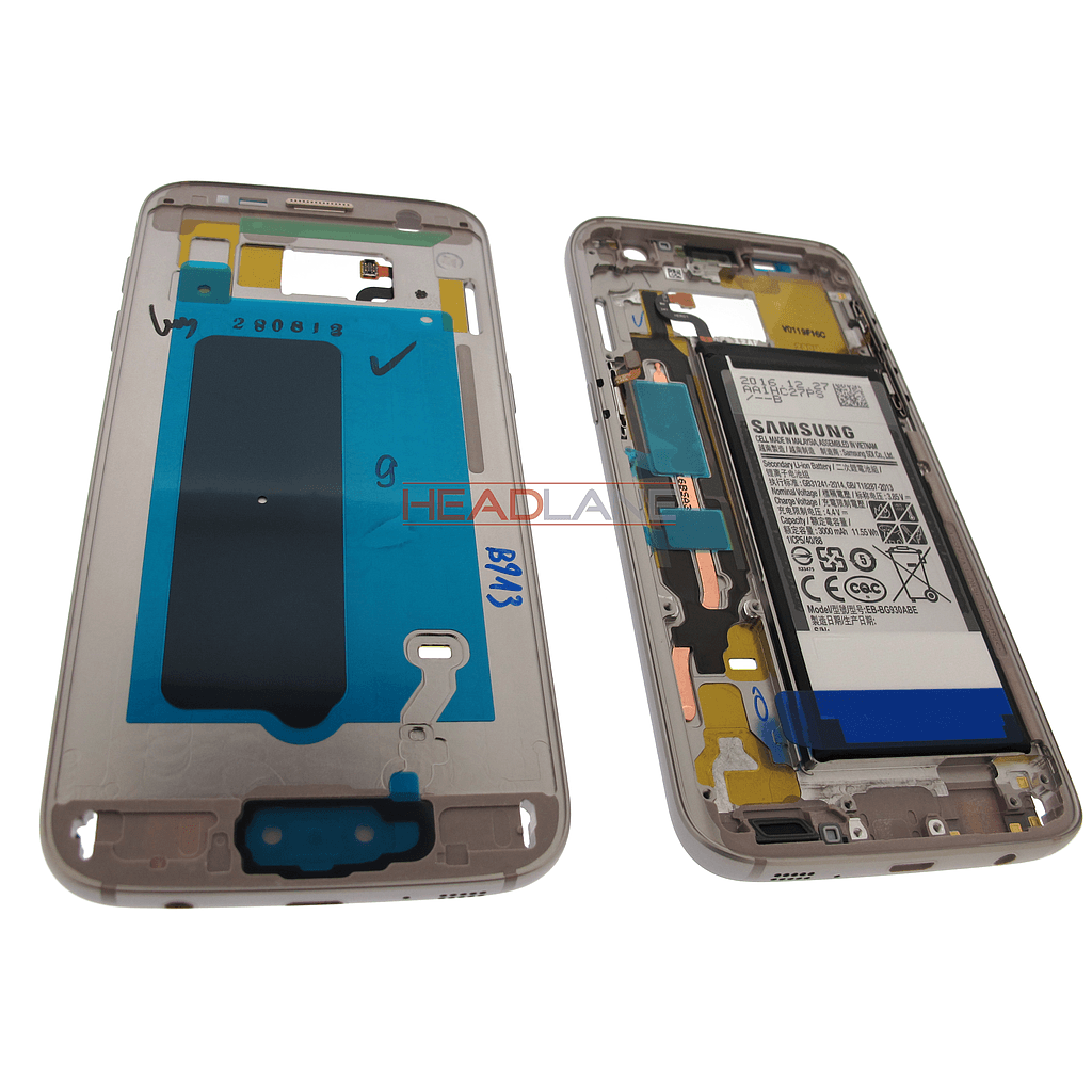 Samsung SM-G930F Galaxy S7 Middle Cover + Battery - Gold - GH82-13351A - Samsung Replacement Part