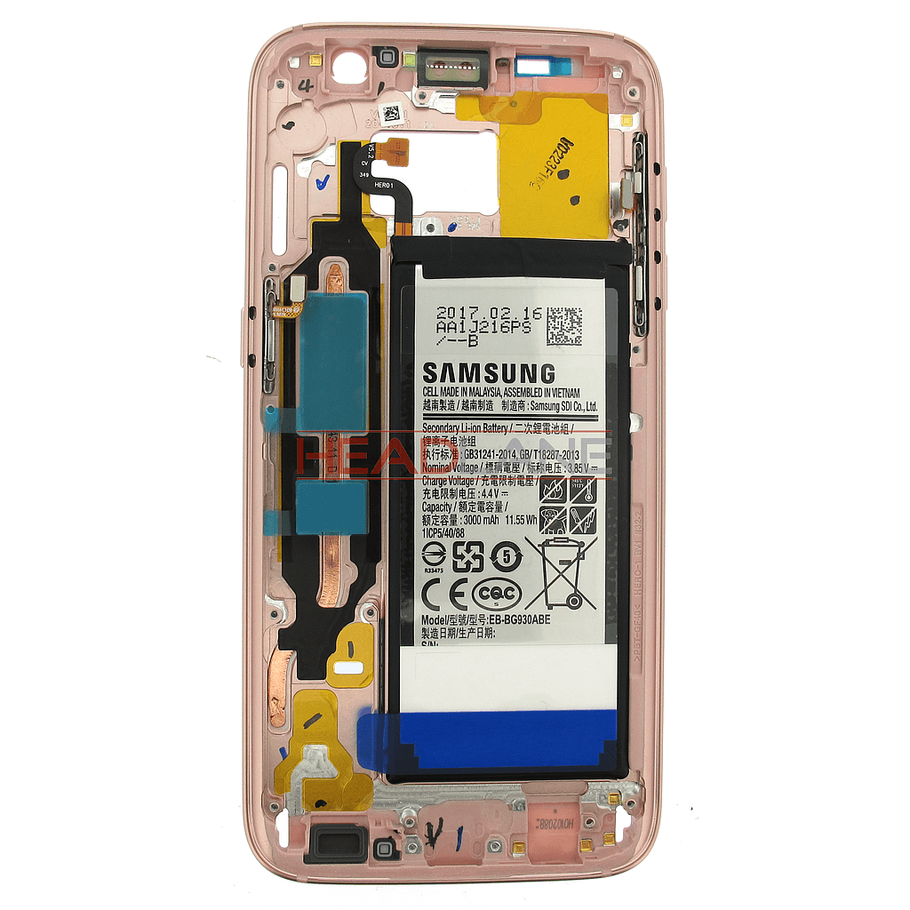 Samsung SM-G930F Galaxy S7 Middle Cover + Battery Pink Gold - GH82-13344A - Samsung Replacement Part