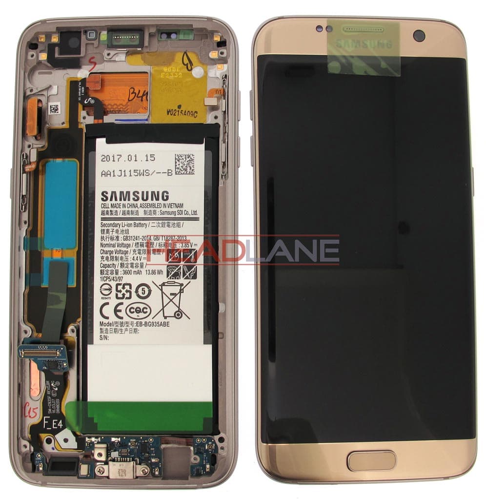 Samsung SM-G935F Galaxy S7 Edge LCD Display / Screen + Touch + Battery - Gold - GH82-13361A - Samsung Replacement Part