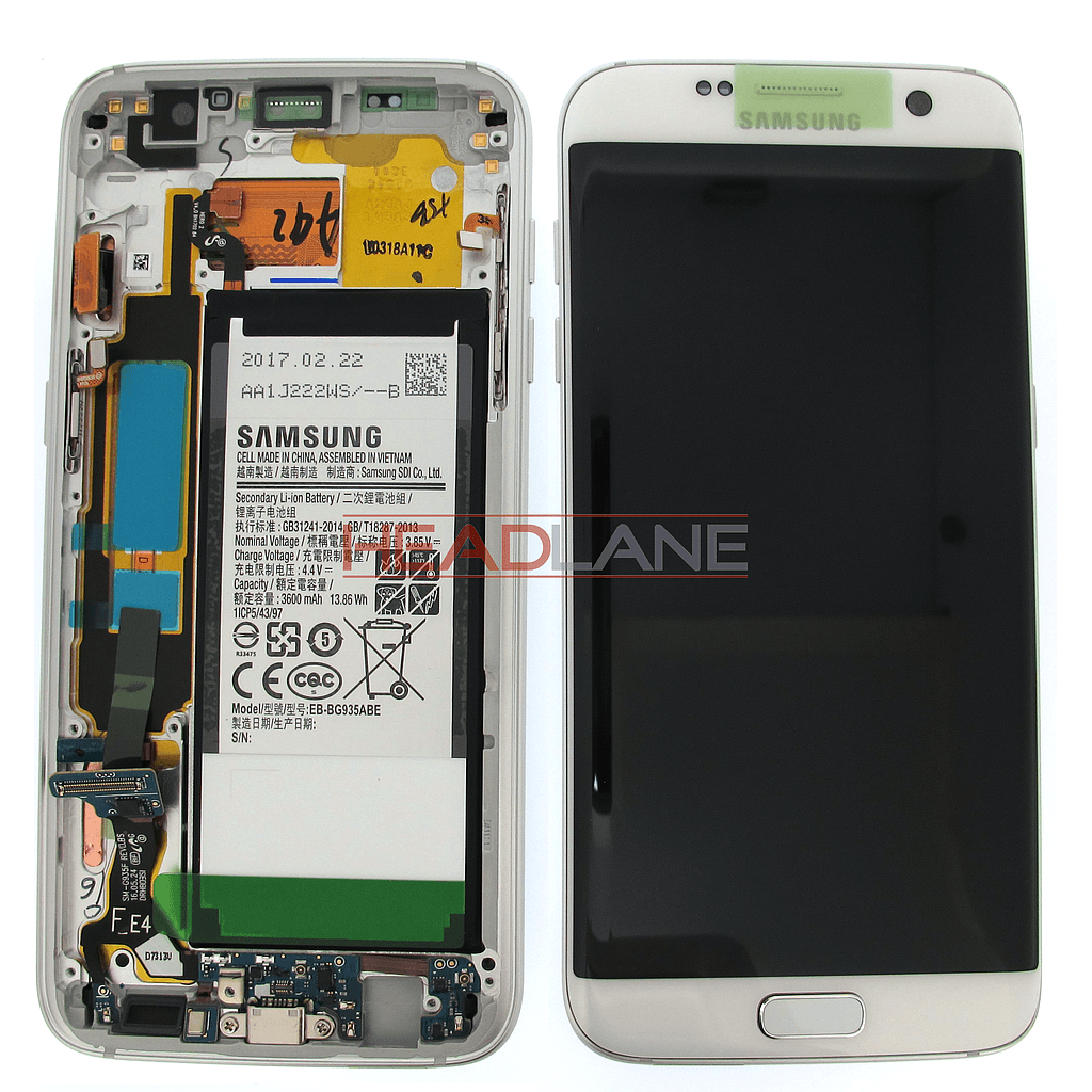 Samsung SM-G935F Galaxy S7 Edge LCD Display / Screen + Touch + Battery White - GH82-13364A - Samsung Replacement Part